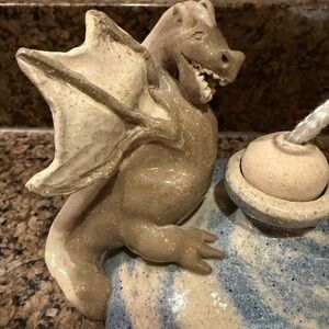 Stoneware Dragon Oil Lamp by Artist